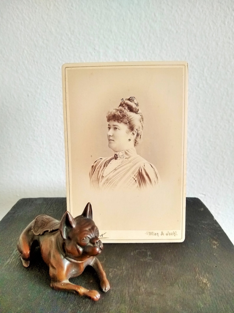 Antique European Cabinet Card Sepia Tone Portrait of a Woman Rudolph Krziwanek Studio in Austria