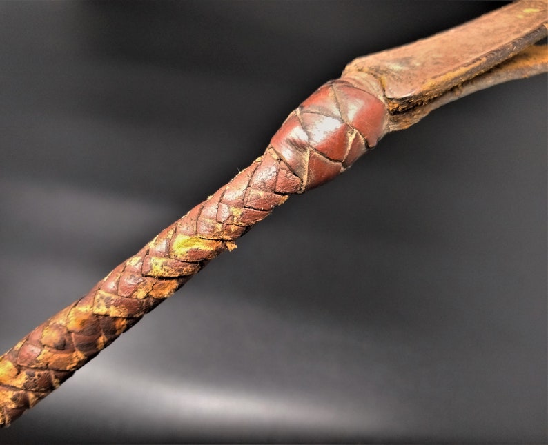 Antique Leather Equestrian Riding Crop Whip Braided Brown Worn Etsy
