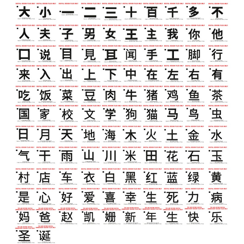 Chinese Mandarin Alphabets Machine Embroidery Digitized Design | Etsy ...