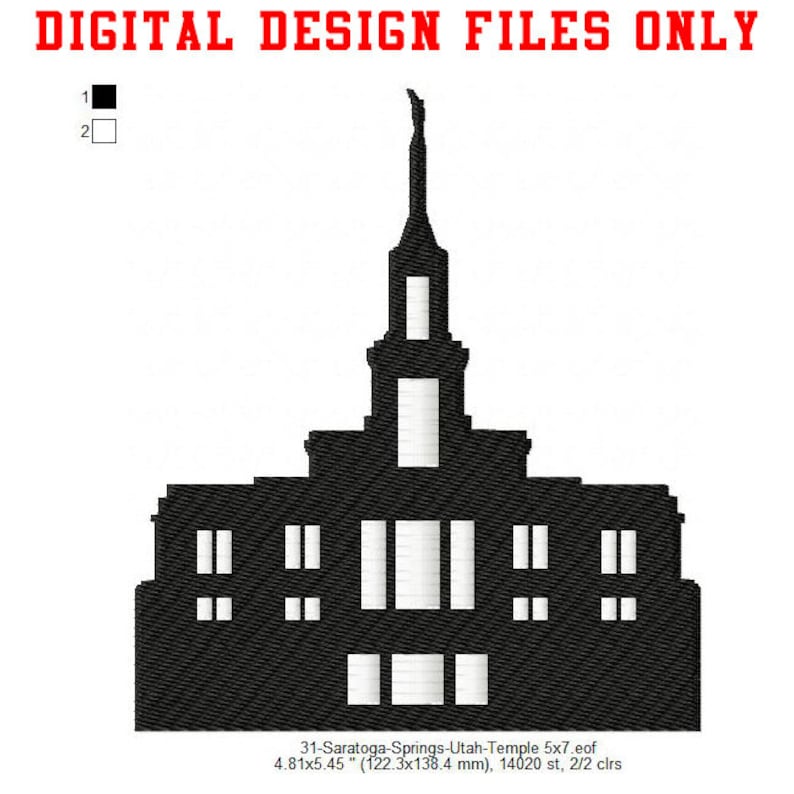 Saratoga Springs Utah LDS Temple Machine Embroidery Digitized Etsy