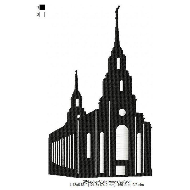 Layton Utah LDS Temple Machine Embroidery Digitized Design Etsy