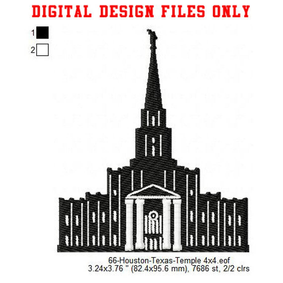 Houston Texas LDS Temple Machine Embroidery Digitized Design Etsy