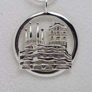 Barcelona Spain Skyline Pendant - Antoni Gaudi Necklace