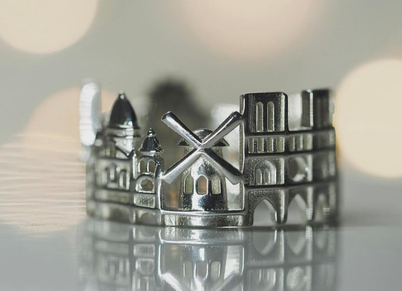Paris Cityscape Ring Paris Skyline Ring Love Ring France Ring Gift Mothers Day Precious Promise Ring Romantic Gift image 3
