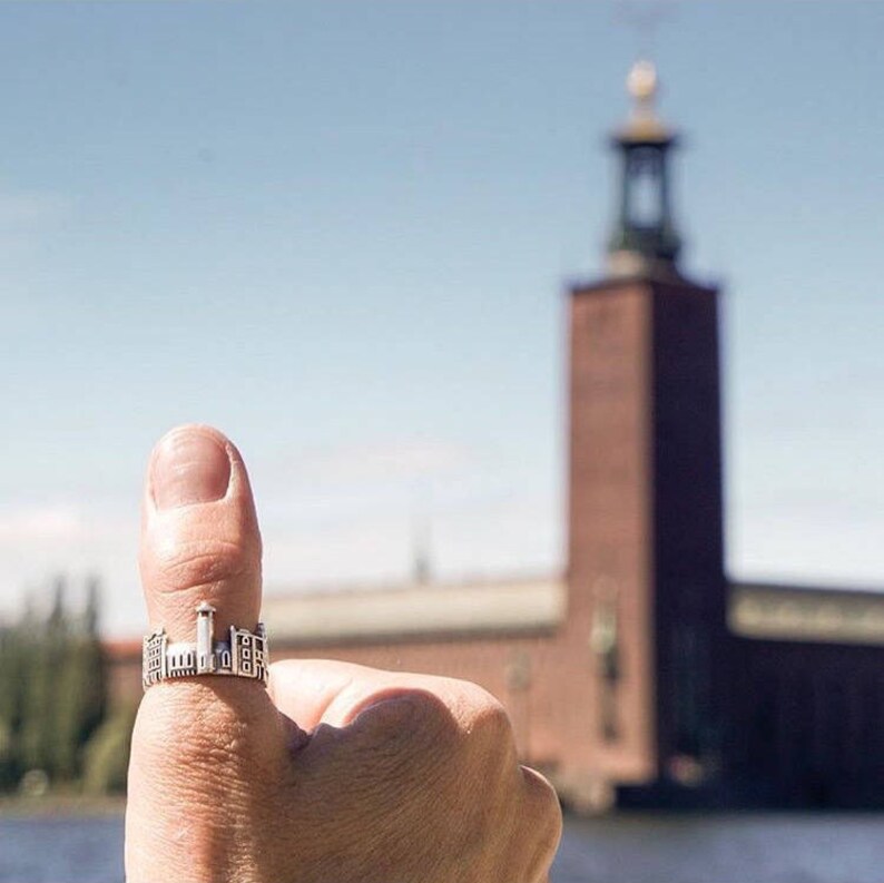 Stockholm Cityscape Ring Sweden Skyline Ring Engagement Ring Wedding Gift Anniversary Gift Traveler Jewelry image 6