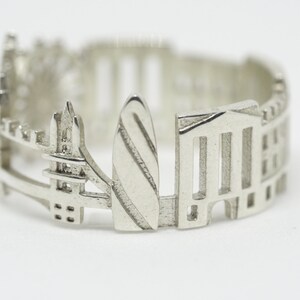 London Cityscape Ring England Skyline Ring Silver Ring Gift Statement Ring Christmas Gift for Her Best Seller Custom City Ring image 3