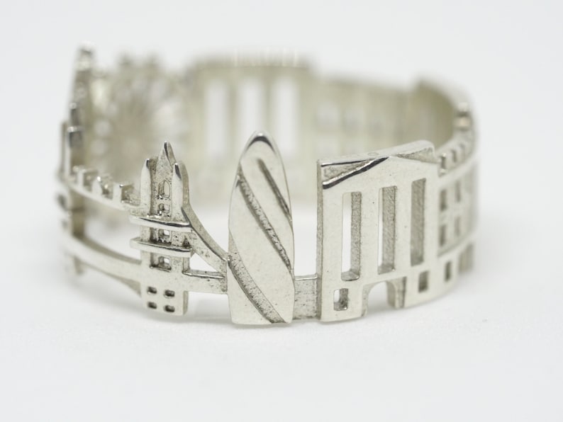 London Cityscape Ring England Skyline Ring Silver Ring Gift Statement Ring Christmas Gift for Her Best Seller Custom City Ring image 3