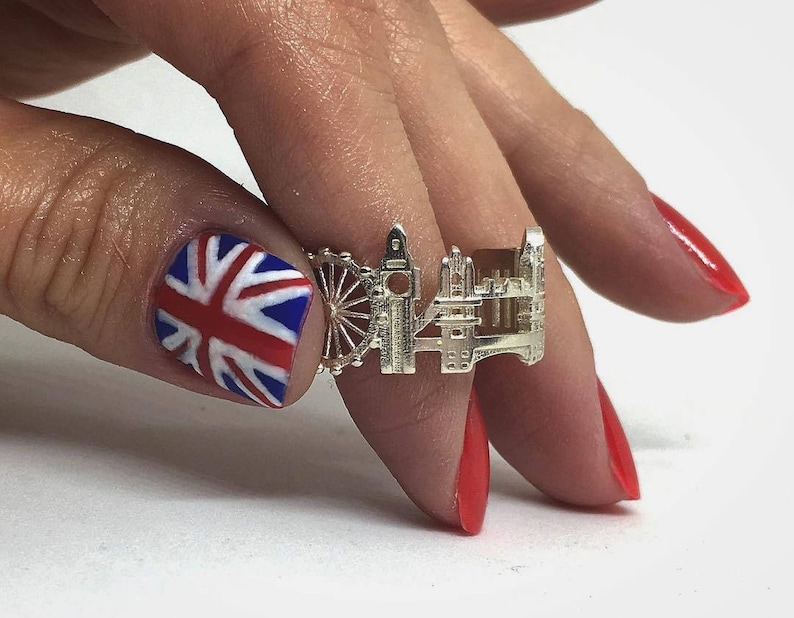 London Cityscape Ring England Skyline Ring Silver Ring Gift Statement Ring Christmas Gift for Her Best Seller Custom City Ring image 6