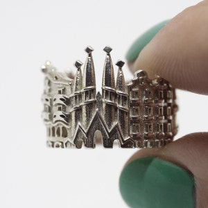 Barcelona Cityscape Ring Spain Skyline Ring Uncommon Christmas gift Spanish Statement Ring Unique Birthday Gift Idea for Her image 2