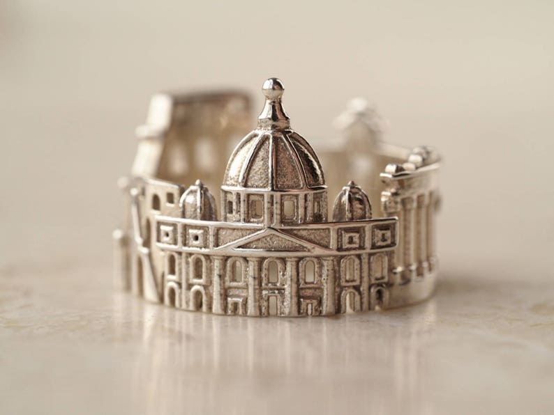 Rome Cityscape Ring Christmas Gift for Italy Lover Italy Skyline Ring Statement Ring for Her Anniversary Gift Italian Jewelry Art image 2