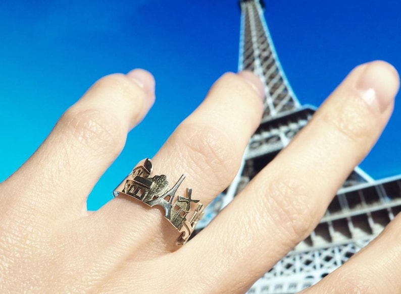 Paris Cityscape Ring Paris Skyline Ring Love Ring France Ring Gift Mothers Day Precious Promise Ring Romantic Gift image 8