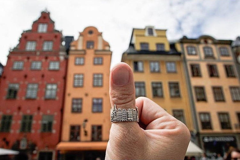 Stockholm Cityscape Ring Sweden Skyline Ring Engagement Ring Wedding Gift Anniversary Gift Traveler Jewelry image 5