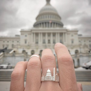 Washington DC Cityscape Ring Skyline Ring Gift for Him Romantic Gift Shekhtwoman Unique Jewelry Custom City Ring image 8