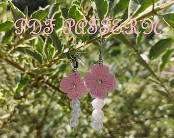 Crochet Sakura Earrings PDF Pattern