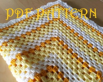 Patrón PDF de manta de bebé tejida a crochet Goldenrod