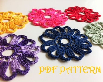 Crochet Flower Coaster PDF Pattern Madrid