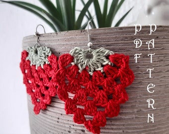 Crochet Strawberry Earrings PDF Pattern