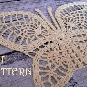 Crochet Large Butterfly PDF Pattern Décor Applique Doily