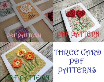 Patrones PDF de tarjetas de flores tejidas a crochet