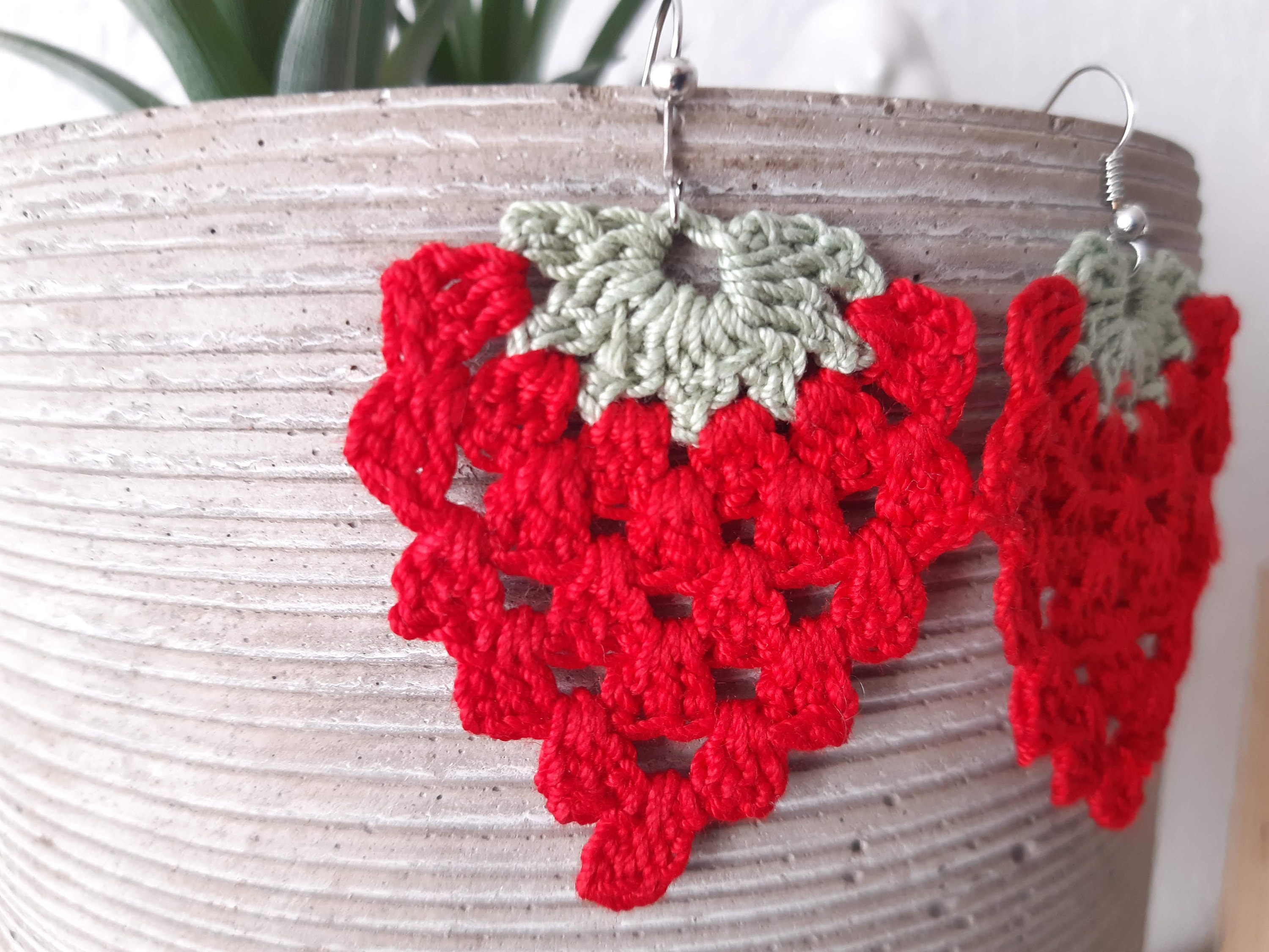 Crochet Strawberry Earrings PDF Pattern Etsy