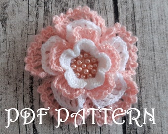Patrón PDF de broche de flor rosa