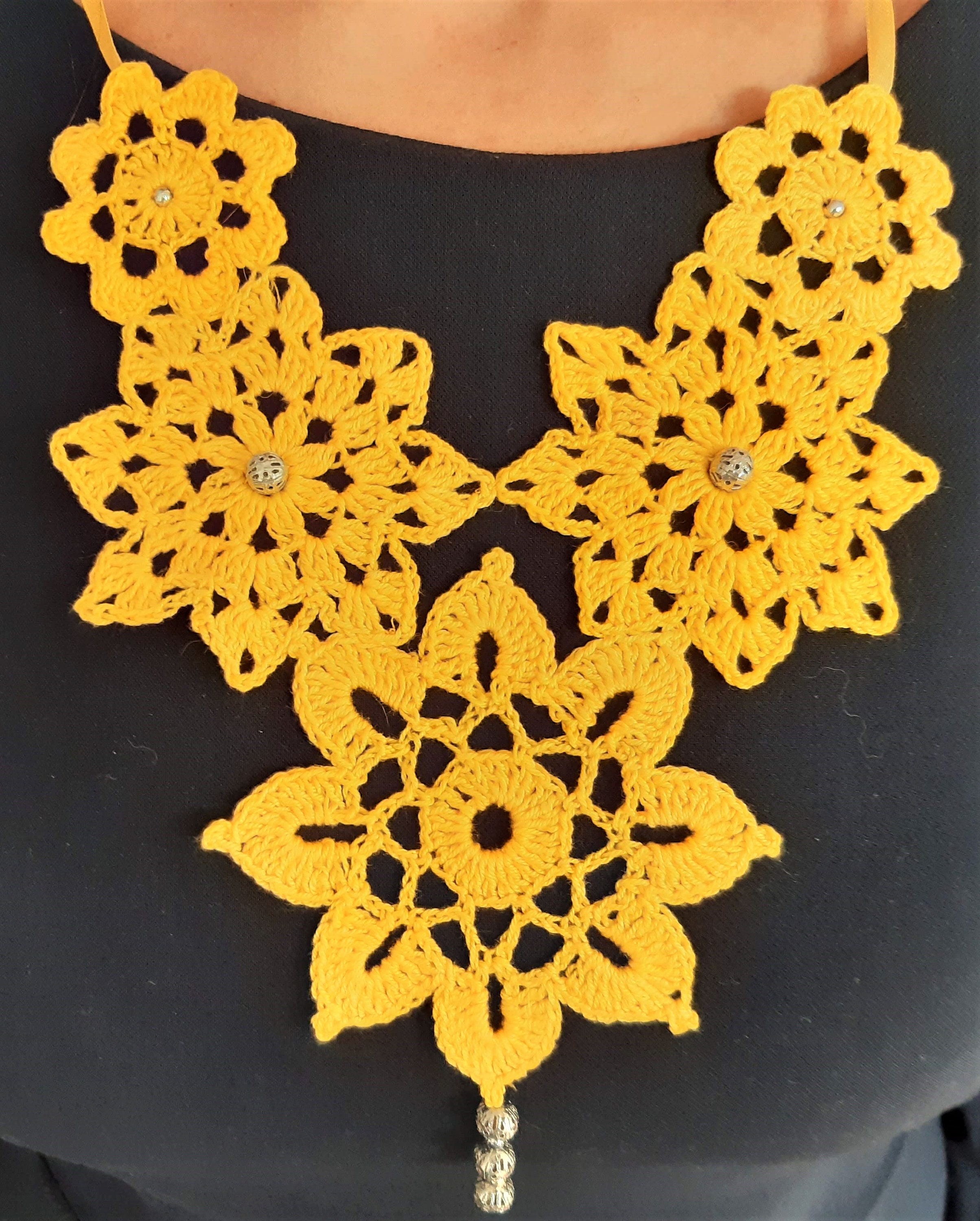 Crochet Flower Necklace PDF Pattern Etsy