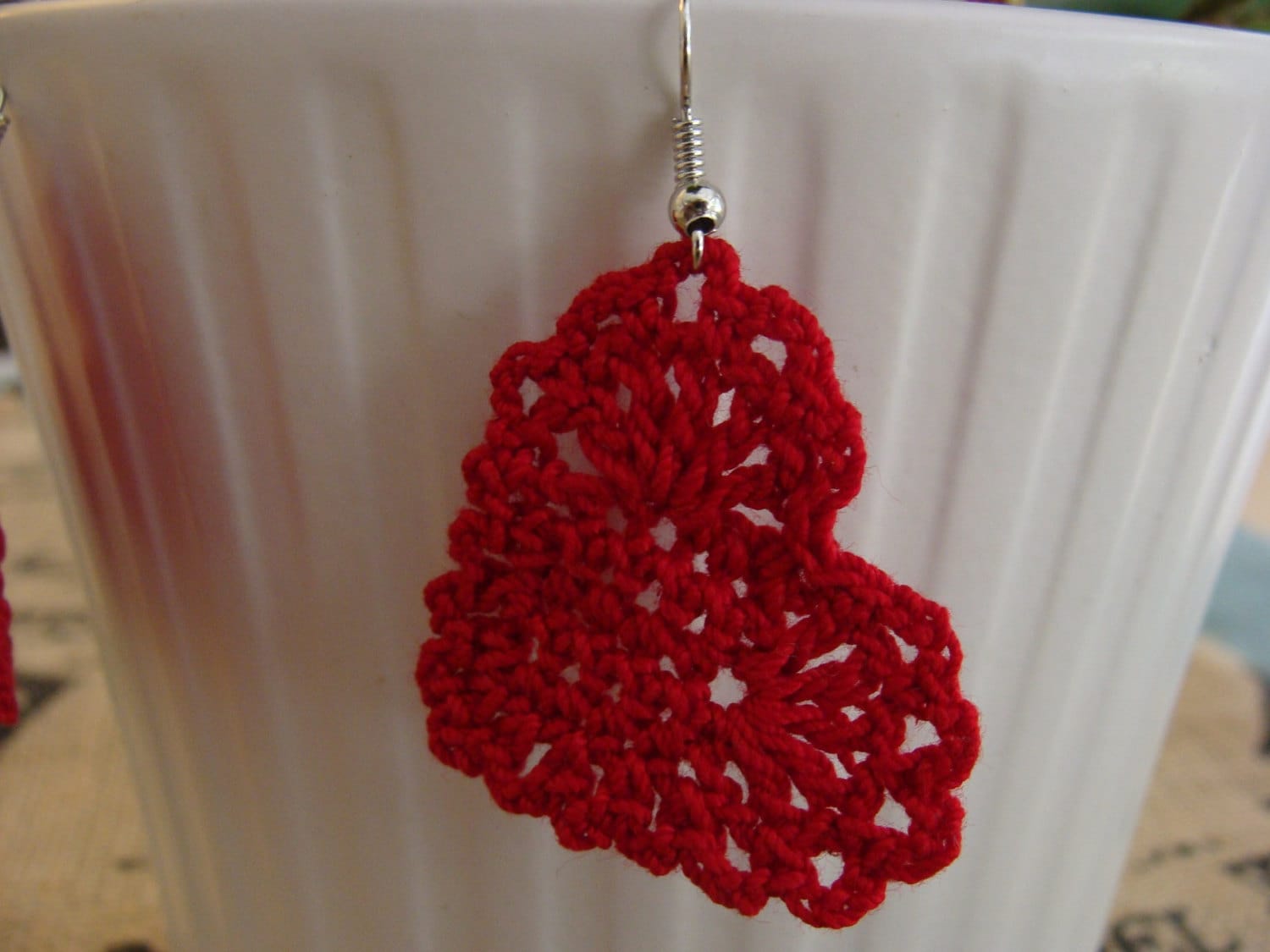 Crochet Heart Earrings PDF Pattern Etsy