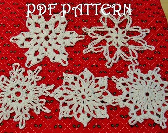 5 Crochet Snowflakes PDF Patterns