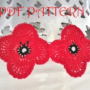 Crochet Flower Earrings PDF Pattern Poppy