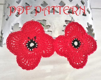 Patrón PDF de pendientes de flores de crochet Amapola