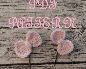 Crochet PINK BOW Hair Clips Pins PDF Pattern