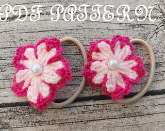 Patrón PDF para coleteros de ganchillo color rosa petunia