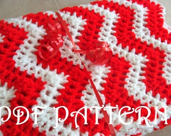 Crochet Baby Blanket Candy Cane PDF Pattern