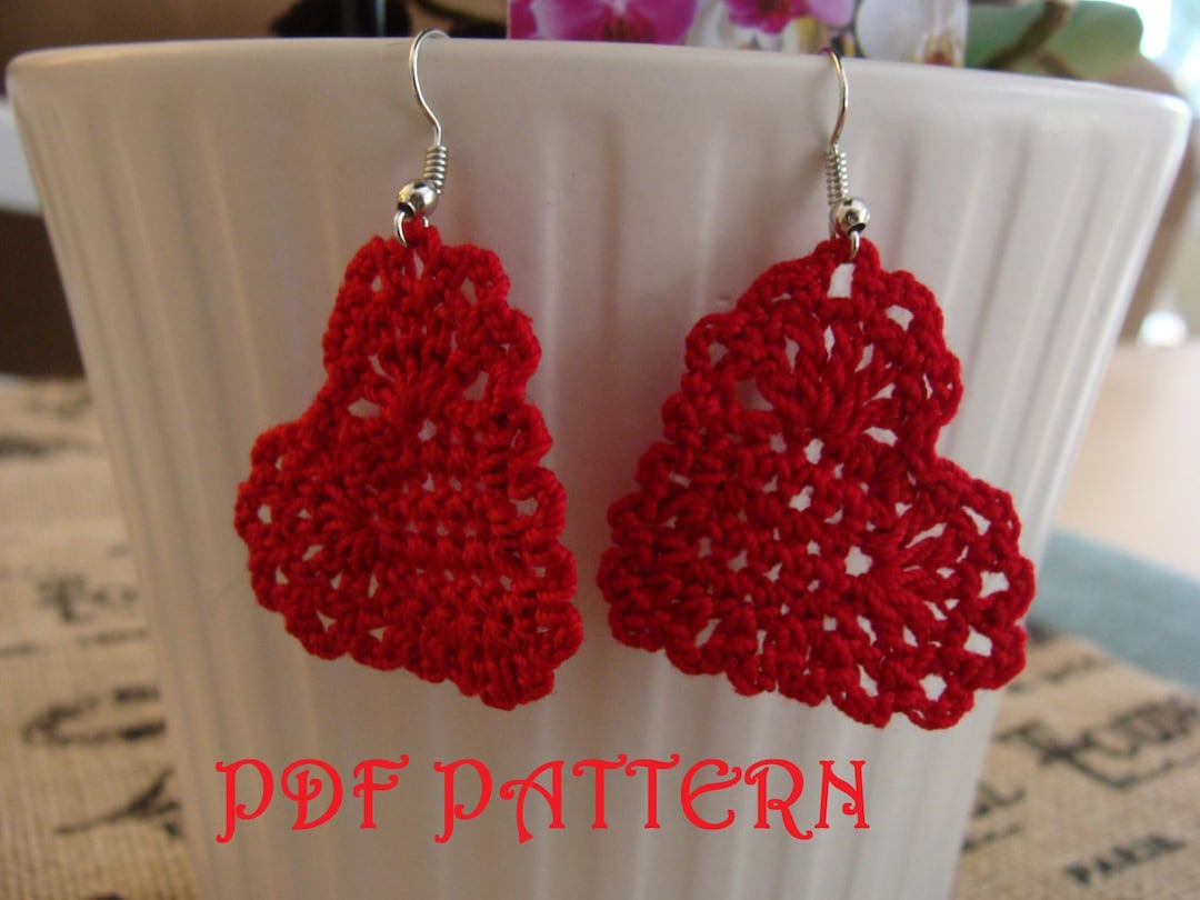 Crochet Heart Earrings PDF Pattern Etsy