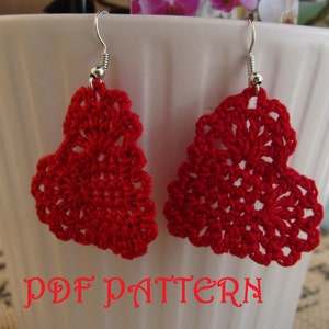 Crochet Heart Earrings PDF Pattern