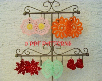 CINCO PATRONES PDF DE PENDIENTES DE CROCHET