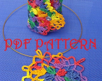 Patrón PDF de collar y pulsera de crochet Fiesta