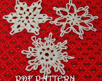 3 patrones PDF de copos de nieve de ganchillo