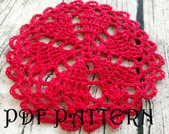 Crochet Heart Coaster PDF Pattern