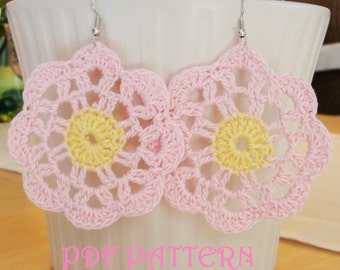 Patrón PDF de pendientes de flores de crochet Venecia