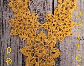 Crochet Flower Necklace PDF Pattern