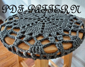 Patrón PDF de cojín, funda y almohadilla para taburete de crochet