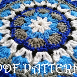 Crochet Mandala Doily PDF Pattern Blue Orange