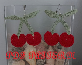 Patrón PDF para pendientes de cerezas a crochet