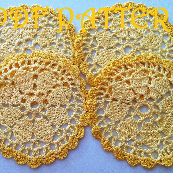 Crochet Flower Coaster Patron PDF Florence