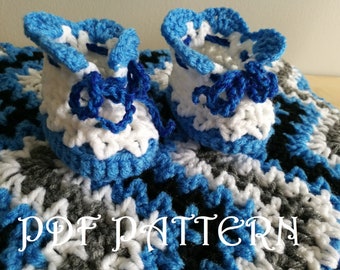 Patrón PDF de manta de bebé a crochet Blue Seas