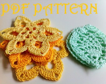 Patrón PDF de flores y hojas de encaje a crochet