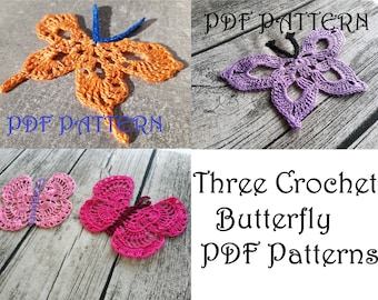 TRES Patrones PDF de Mariposas de Ganchillo