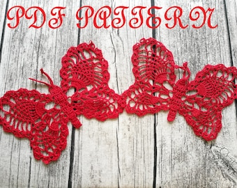 Crochet White Large Butterfly PDF Pattern Décor Applique Doily