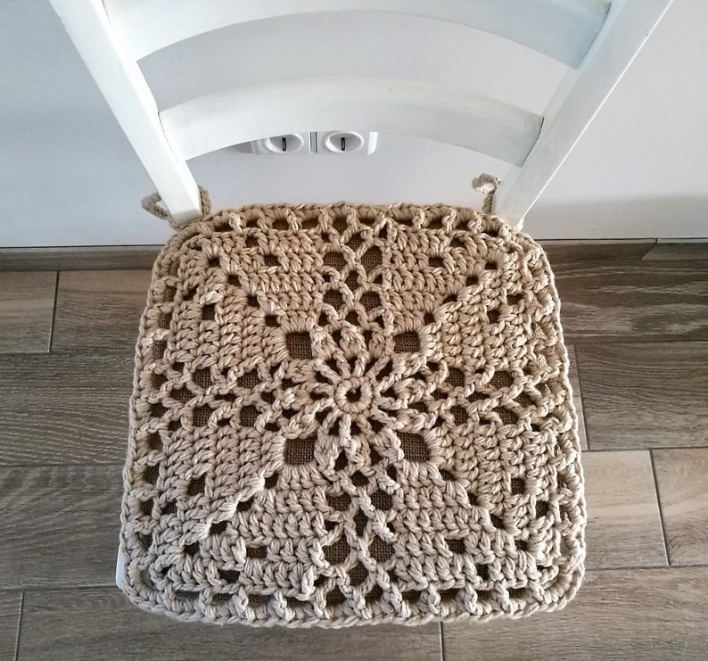 Crochet Chair Pad, Cover, Cushion PDF Pattern image 2